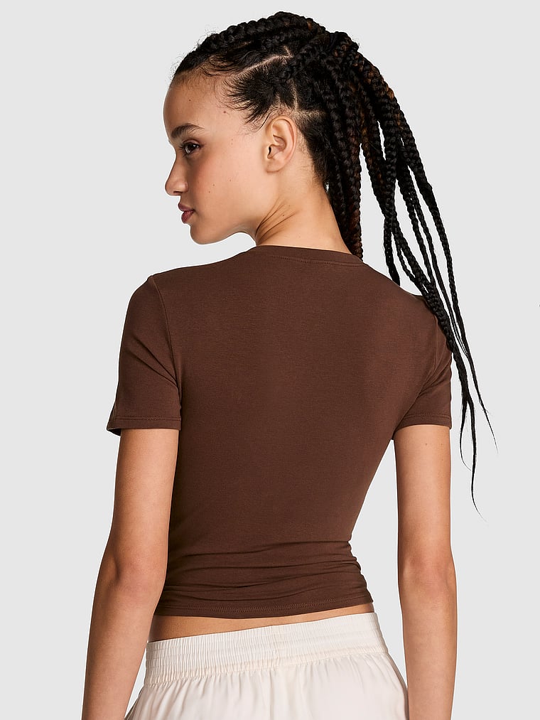 PINK Cotton Baby Tee, Ganache Western Bling, offModelBack, 3 of 4 Yoly  is 5'8" or 173cm and wears Small