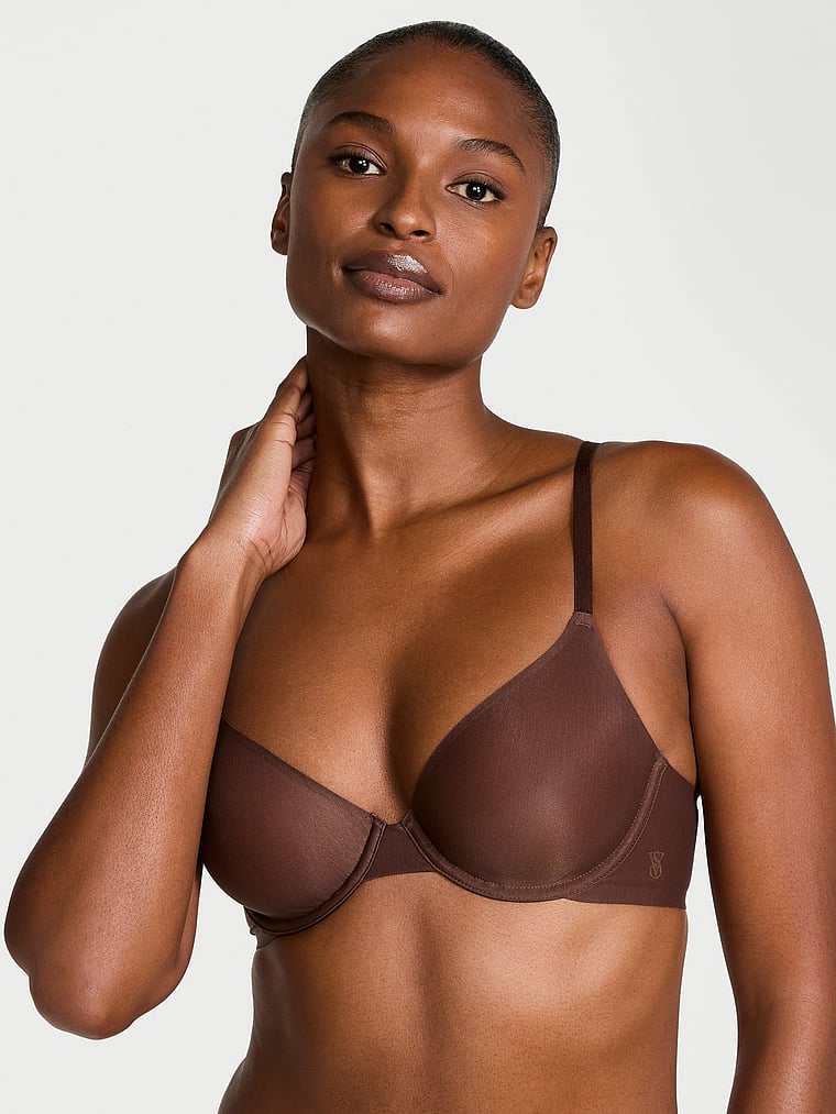 Victoria's Secret, Victoria's Secret Shapewear by Victoria SheerSmoothing™ Unlined Demi Bra, Ganache, onModelFront, 1 of 3
