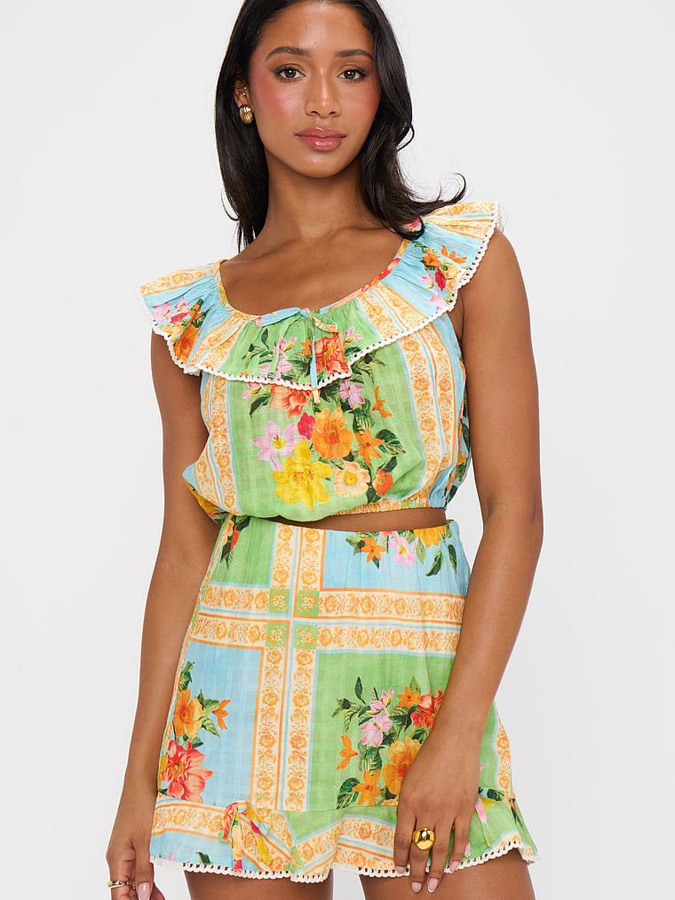 Victoria's Secret, Show Me Your Mumu All Night Ruffle Skort, Country Bouquet, onModelFront, 1 of 3