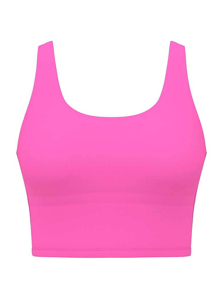 PINK Relay Longline Sports Bra, Pink Gossip, offModelFront, 3 of 3