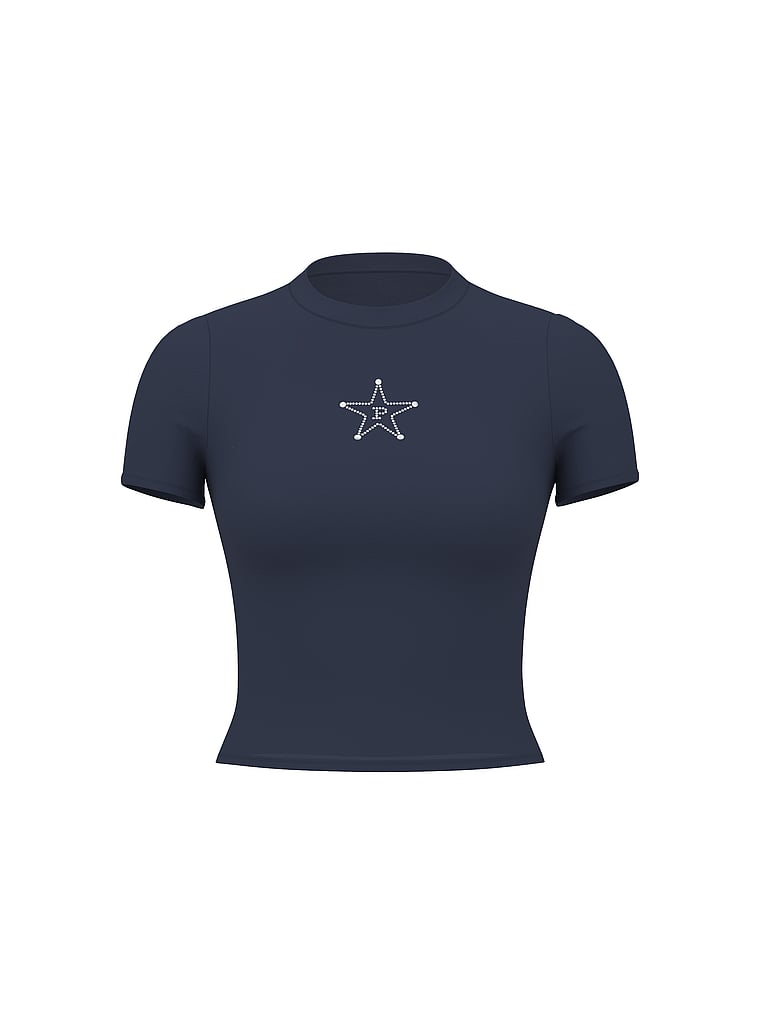 PINK Cotton Baby Tee, Noir Navy Western Bling, offModelFront, 4 of 5