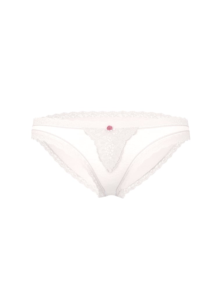 Victoria's Secret, Dream Angels Lace Bikini Panty, Coconut White, offModelFront, 3 of 3