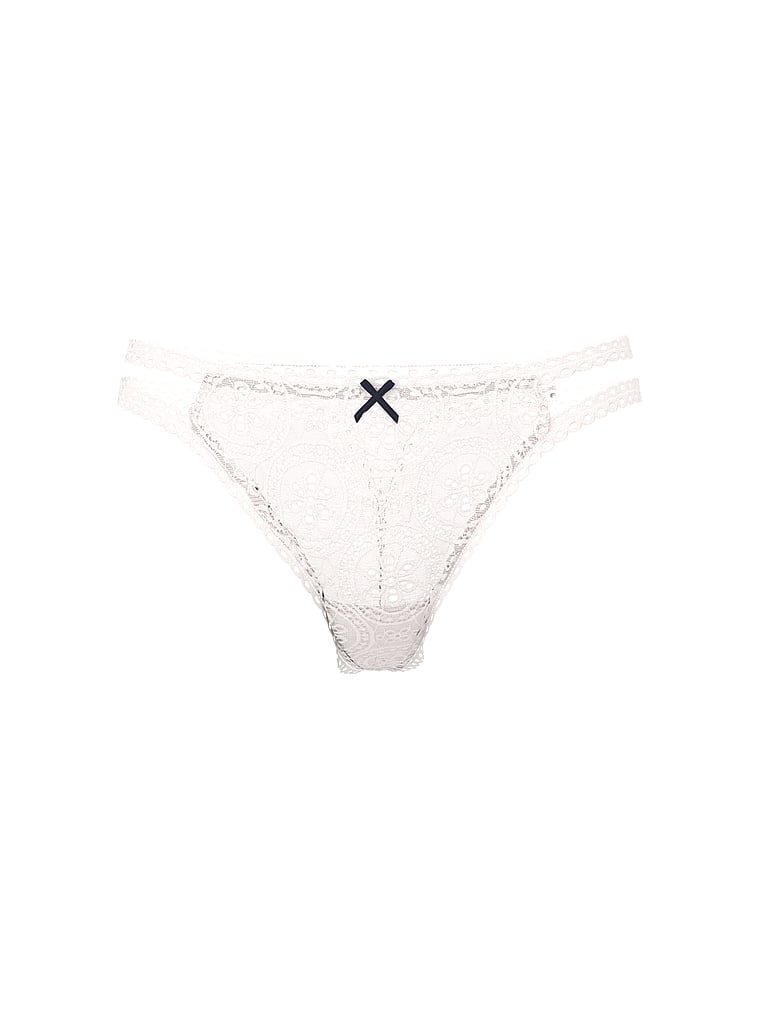 PINK PINK Wink™ Strappy Thong Panty, Coconut White, offModelFront, 3 of 4