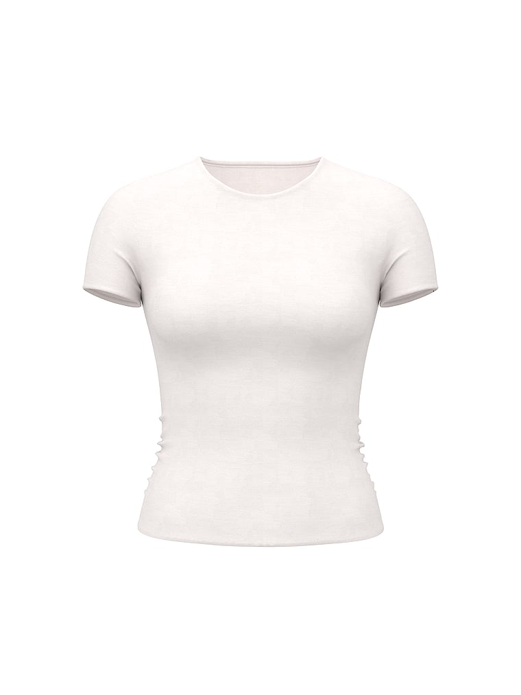 Victoria's Secret, Victoria's Secret Bodywear by Victoria with FeatherSoft™ Innovation Tee, Coconut White, offModelFront, 3 of 4