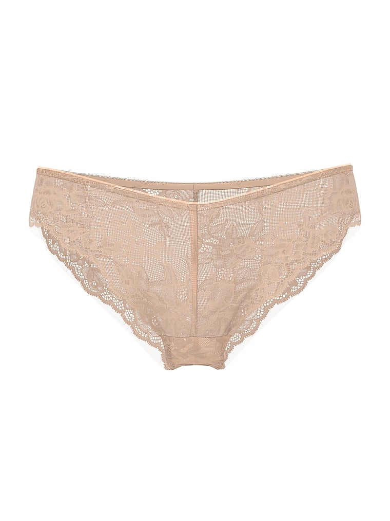 Victoria's Secret, Very Sexy Rose Lace Tanga Panty, Praline, offModelFront, 3 of 4