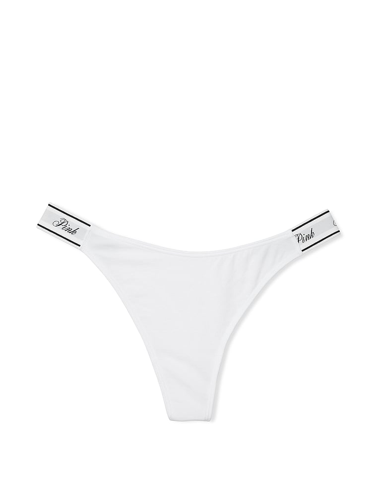 Logo Cotton Shine High-Leg Thong Panty