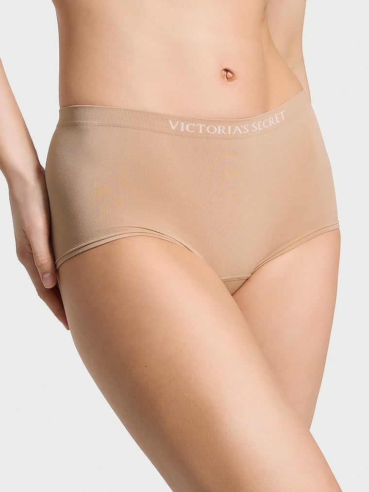 Victoria's Secret, Seamless Seamless Boyshort Panty, Praline, onModelFront, 1 of 4 Lotta is 5'10" and wears Small