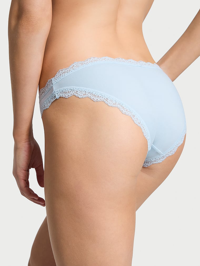 Victoria's Secret, Dream Angels Lace-Trim Bikini Panty, Palest Blue, onModelBack, 2 of 3 Lotta is 5'10" and wears Small