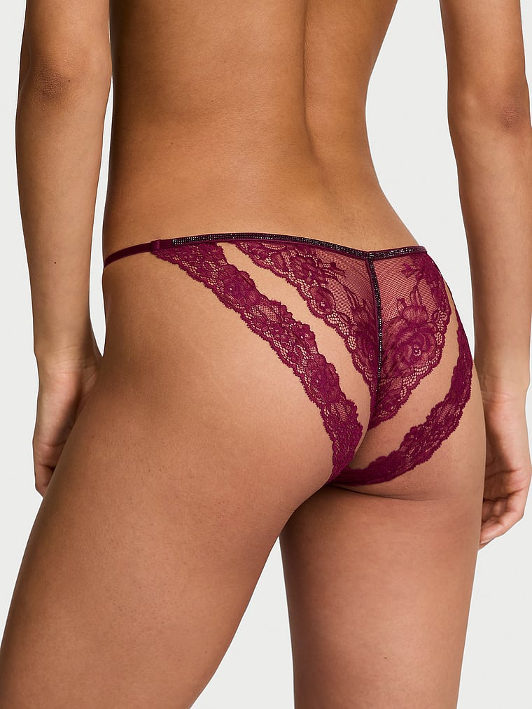 Victoria's Secret, Very Sexy Sheer Shine Rose String Bikini Panty, Kir, onModelBack, 2 of 3 Nikita is 5'10" and wears Small