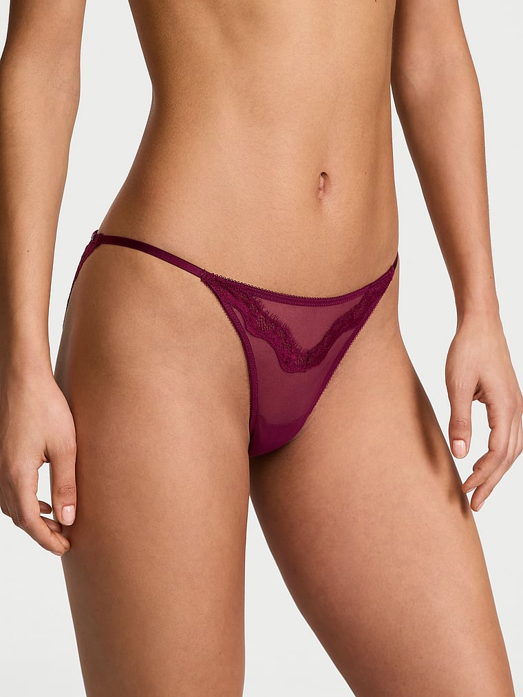 Victoria's Secret, Very Sexy Sheer Shine Rose String Bikini Panty, Kir, onModelFront, 1 of 3 Nikita is 5'10" and wears Small