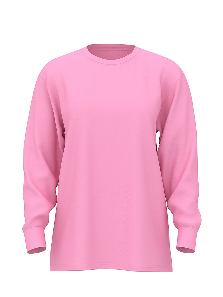 PINK Campus Cotton Long-Sleeve Tee, Pink Lollipop, offModelFront, 3 of 3