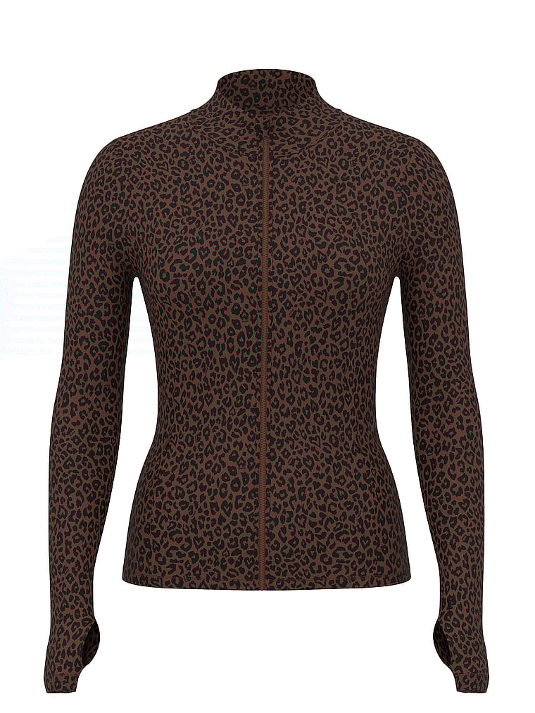 PINK Relay Full-Zip Jacket, LEOPARD, offModelFront, 3 of 3