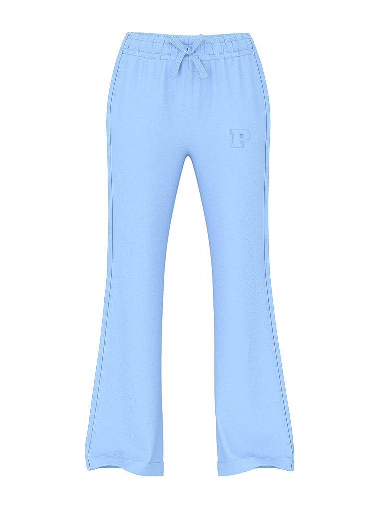 PINK Lightweight Lounge Flare Pants, Blue Dancer, offModelFront, 3 of 3