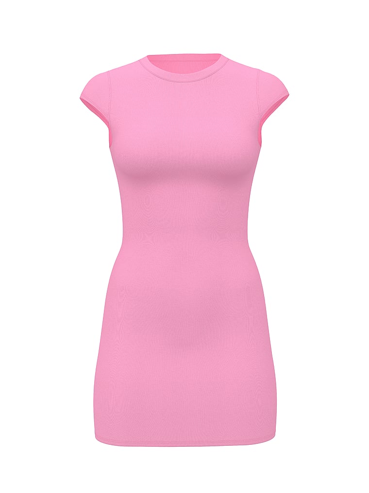 PINK All-Day Soft Rib Bodycon Dress, Pink Lollipop, offModelFront, 3 of 3