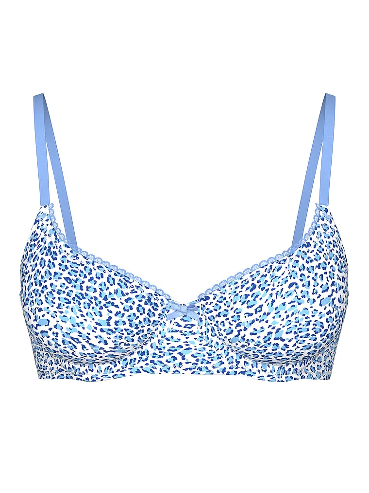 PINK by Frankies Bikinis Buttercup Bikini Top, Blue Leopard, offModelFront, 3 of 3