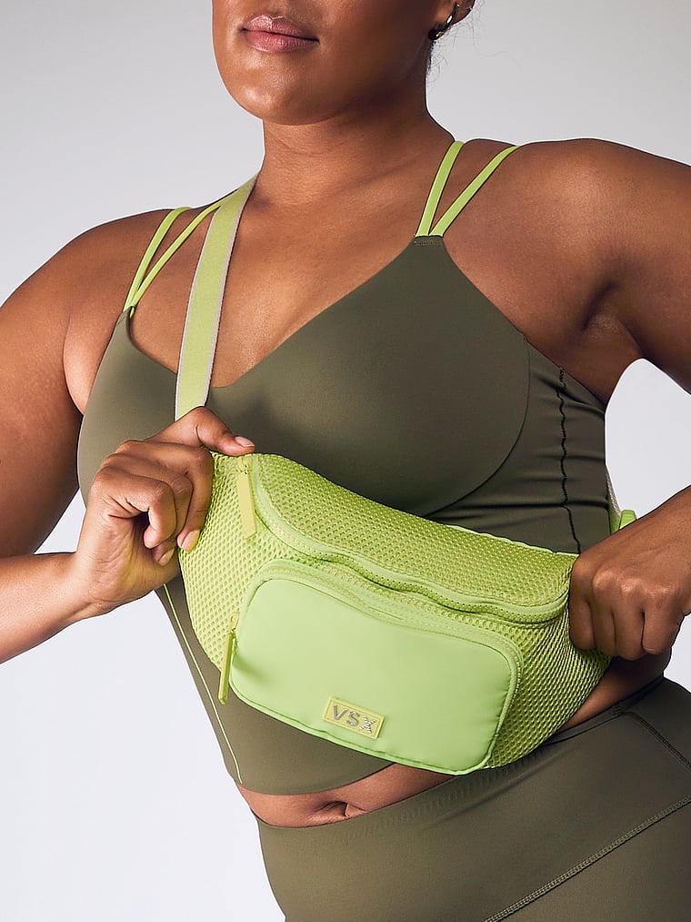 Victoria's Secret, Victoria's Secret VSX Belt Bag, Sparkling Lime, onModelSide, 3 of 4