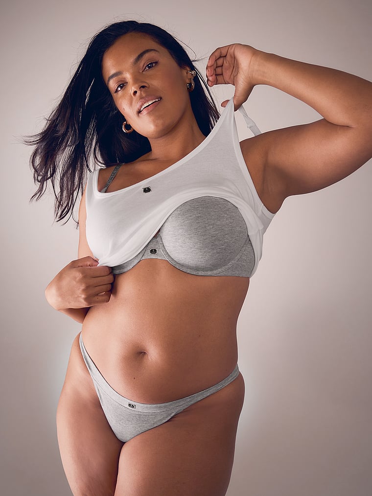 Perfect Shape Cotton Logo Hardware Push-Up Bra