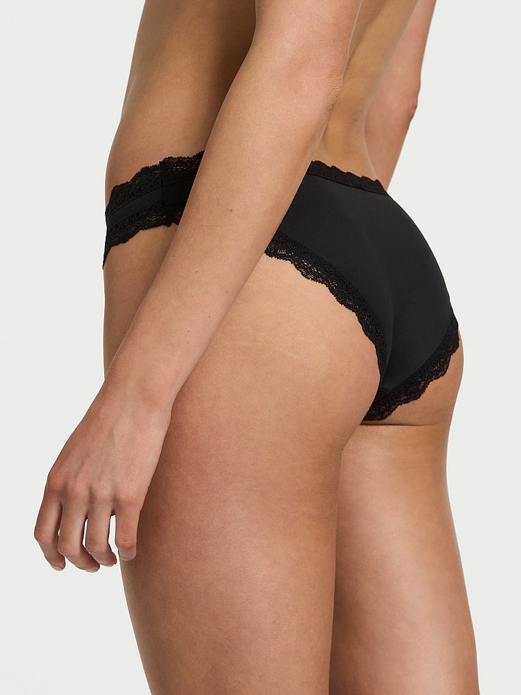 Victoria's Secret, Dream Angels Lace-Trim String Bikini Panty, Black, onModelBack, 2 of 3 Aga is 5'10" and wears Small