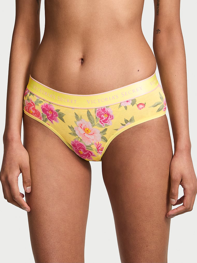 Victoria's Secret, Cotton Logo Cotton Hiphugger Panty, Floral, onModelFront, 1 of 3 Shaanti is 5'9" or 175cm and wears Small