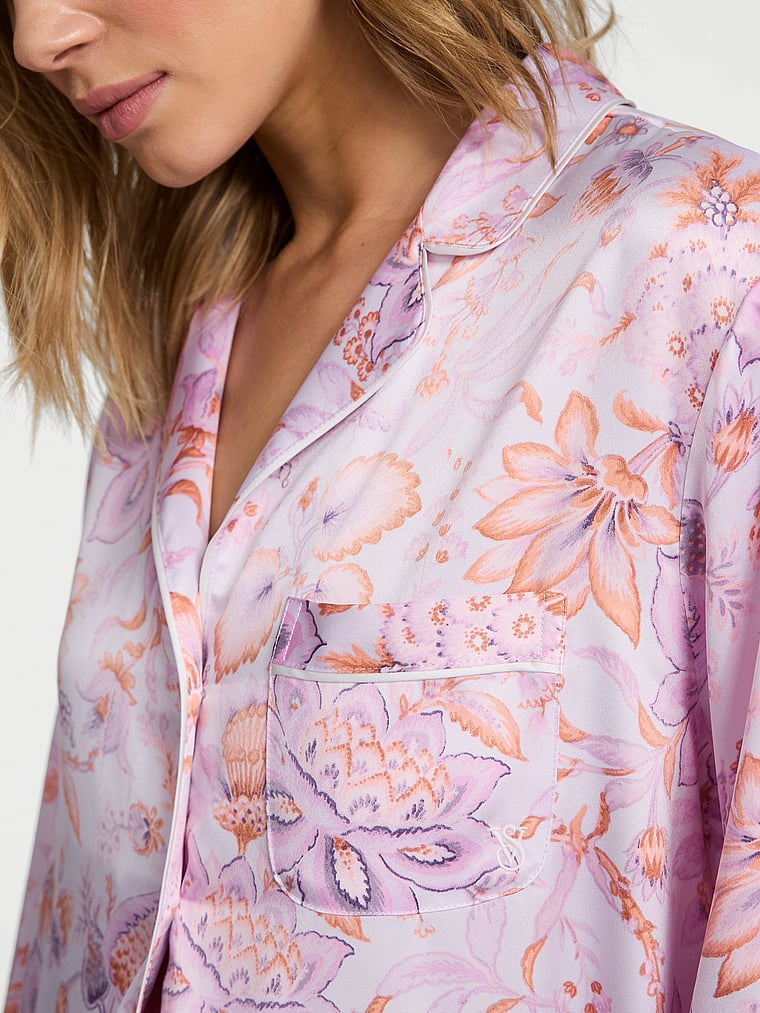 Glazed Satin Long Pajama Set