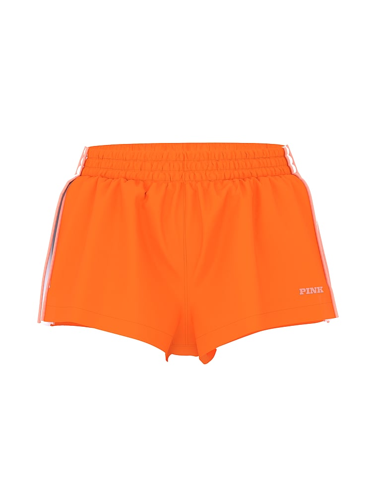 PINK Tech Woven Retro Shorts, Hot Orange, offModelFront, 2 of 4