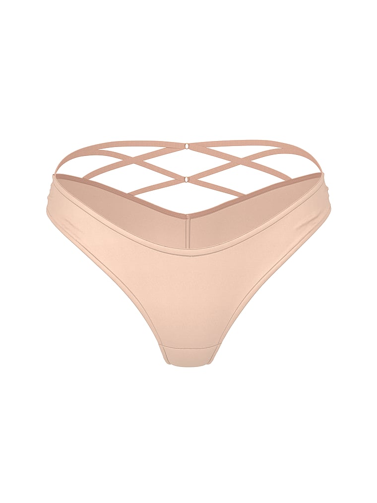 Victoria's Secret, Very Sexy Smooth Strappy-Back Tanga Panty, Macaron, offModelFront, 3 of 3