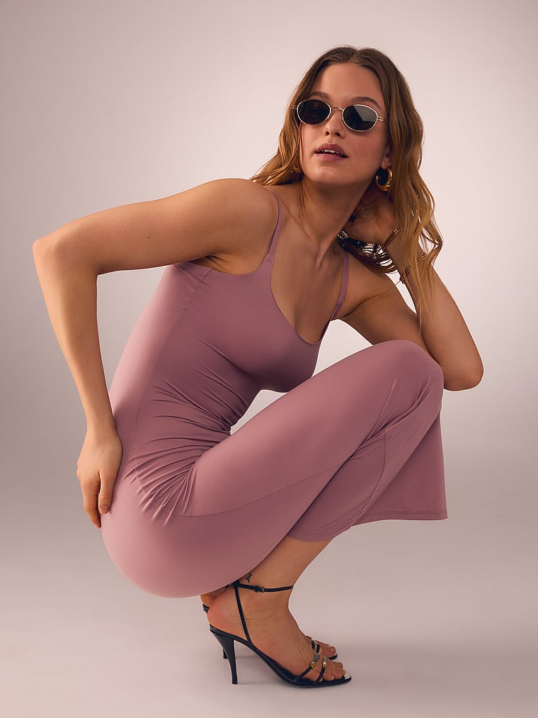 Victoria's Secret, Victoria's Secret Bodywear by Victoria with FeatherSoft™ Innovation Maxi Slip Dress, Nostalgia Rose , onModelSide, 1 of 4 Lotta is 5'10" or 178cm and wears 34B or Small