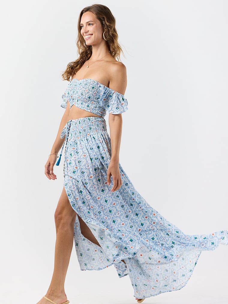 Victoria's Secret, Tiare Hawaii Hollie Crop Top, Sedona Blue, detail, 3 of 3