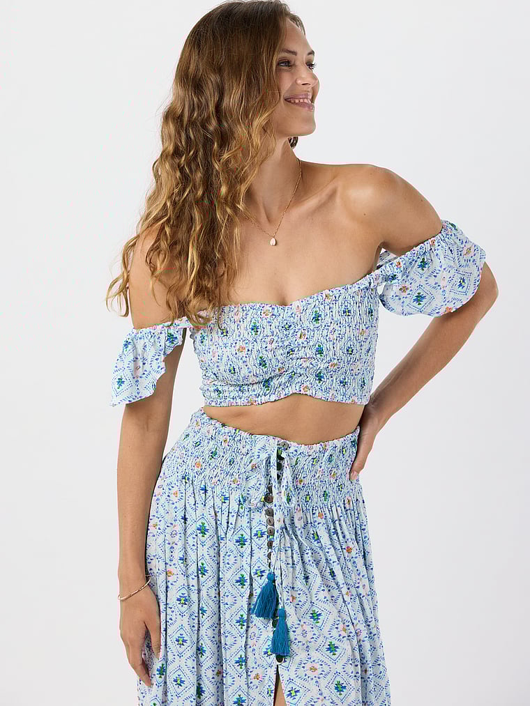 Victoria's Secret, Tiare Hawaii Hollie Crop Top, Sedona Blue, onModelFront, 1 of 3