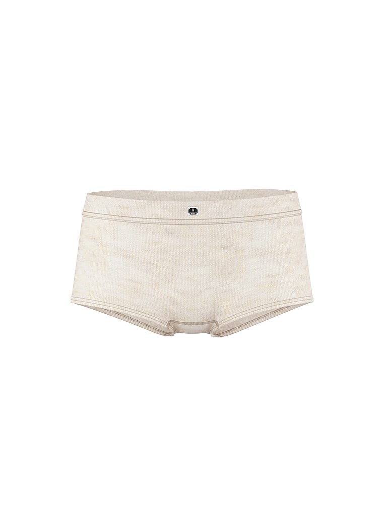 Victoria's Secret, Cotton Logo Cotton Boyshort Panty, Heather Natural, offModelFront, 3 of 3