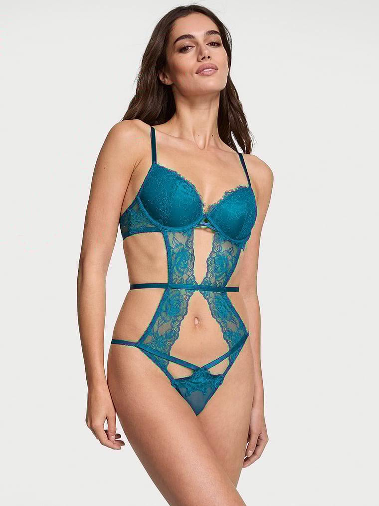Rose Lace Lightly Lined Strappy Teddy
