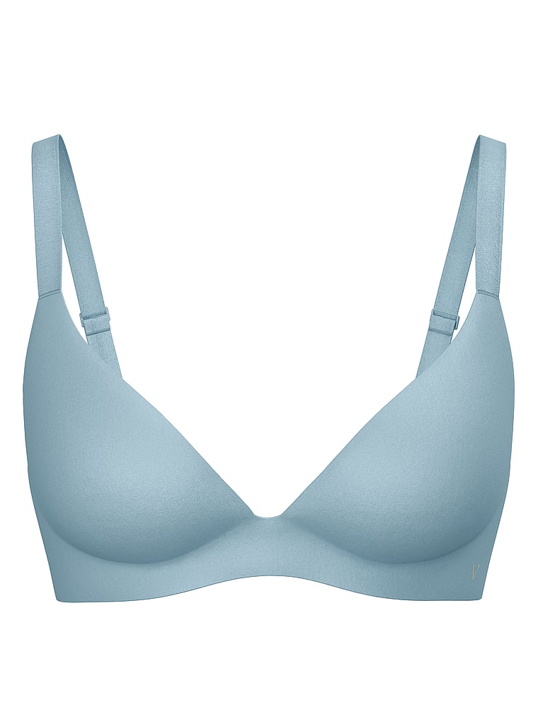 Victoria's Secret, Victoria's Secret Bare Infinity Flex Lightly Lined Wireless Plunge Bra, Jupiter Blue, offModelFront, 3 of 3