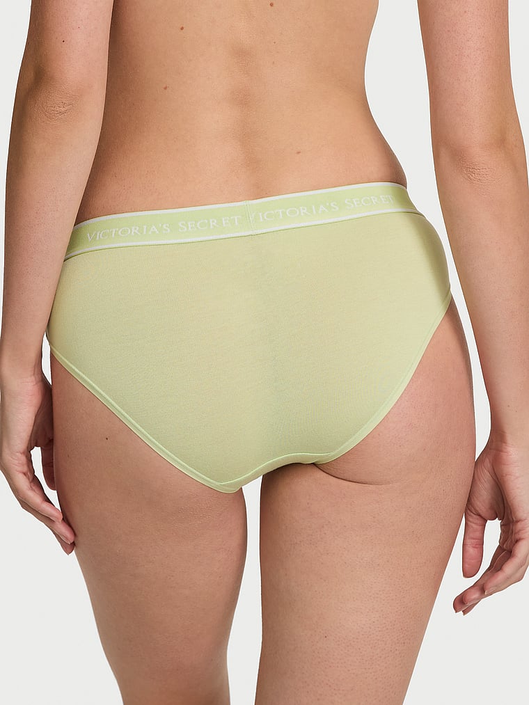Victoria's Secret, Cotton Logo Cotton Shine Patch Hiphugger Panty, Reed Green, onModelBack, 2 of 3