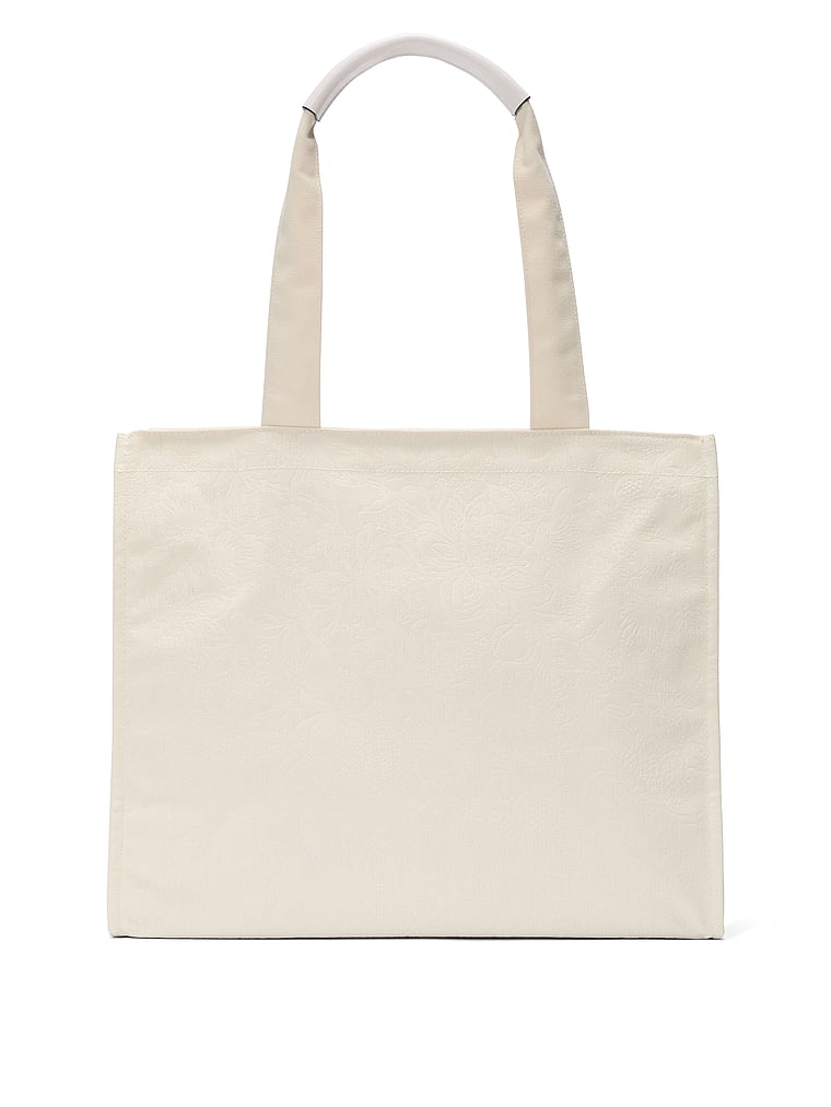 Floral-Embossed Tote Bag