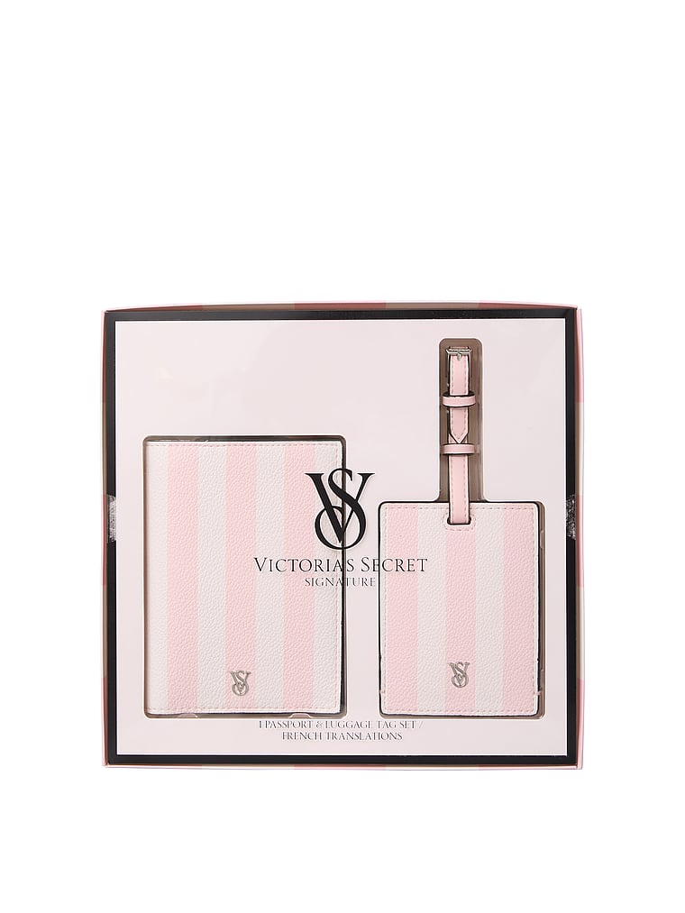 Victoria's Secret, Victoria's Secret Passport Case & Luggage Tag Travel Set, Heritage Stripe, onModelFront, 1 of 4