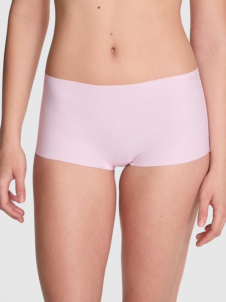 PINK No-Show Boyshort Panty, Pink Tulip, onModelFront, 1 of 3 Taylor is 5'8" and wears Small