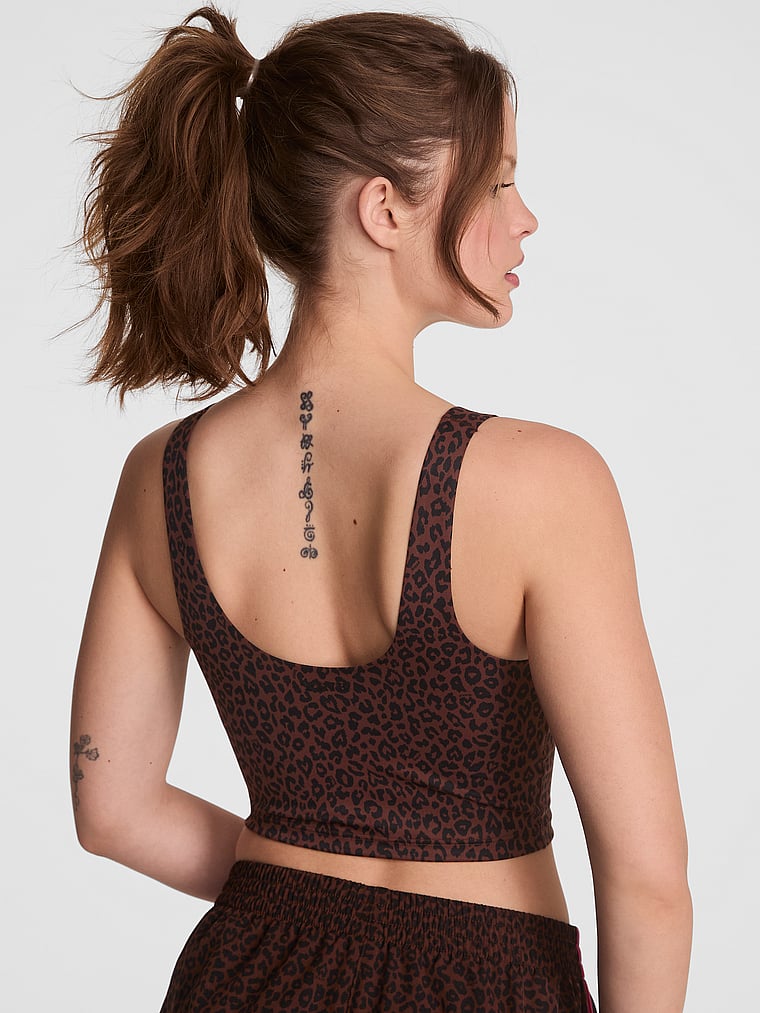 PINK Relay Longline Sports Bra, LEOPARD, onModelBack, 2 of 3 Taylor is 5'8" and wears 32B or Small