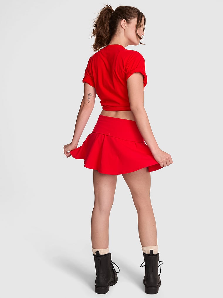 PINK All-Day Cotton™ Foldover Skort, Red Pepper, onModelBack, 2 of 4 Taylor is 5'8" and wears Small