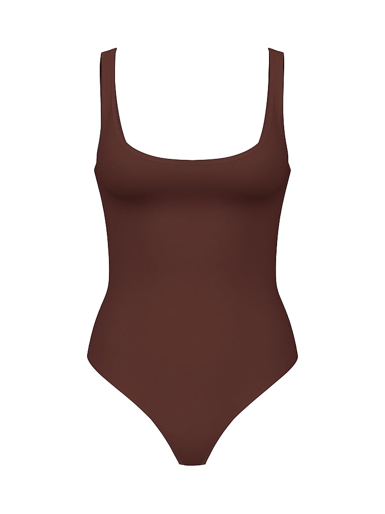 Victoria's Secret, Victoria's Secret Shapewear by Victoria SmoothingShimmer™ Bodysuit, Ganache, offModelFront, 3 of 3