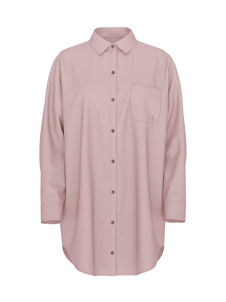 Victoria's Secret, Victoria's Secret Modal-Cotton Sleepshirt, Nostalgia Rose Herringbone, offModelFront, 3 of 3