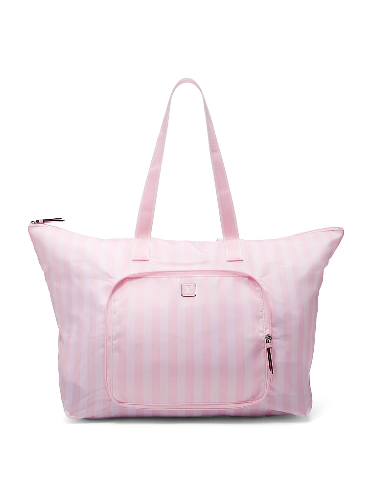 Victoria's Secret, Victoria's Secret Weekender Bag, Heritage Stripe, offModelFront, 4 of 5