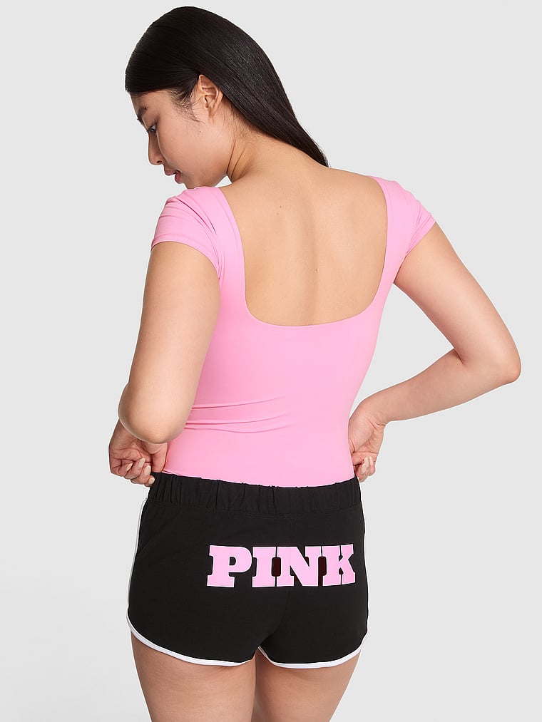 PINK Soft Modal Micro Shorts, Pure Black, onModelBack, 2 of 4 Gloria is 5'9" and wears Small
