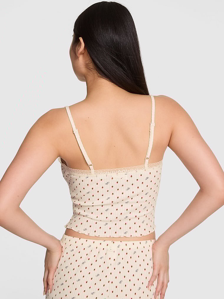 PINK Drop Needle Pointelle Tank Top, Print, onModelBack, 1 of 4