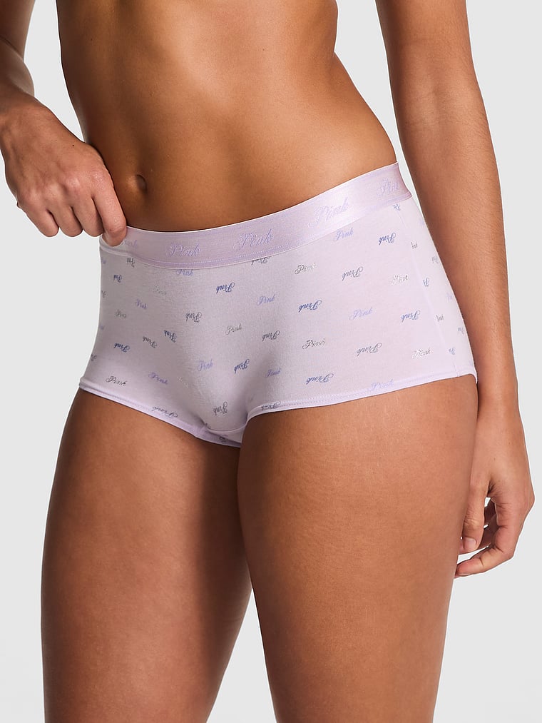 PINK Logo Cotton Boyshort Panty, onModelFront, 1 of 4