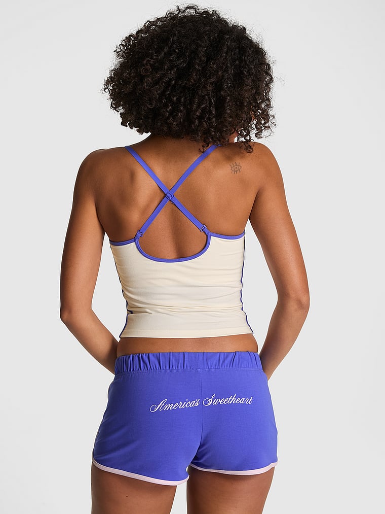 PINK All-Day Cotton Square-Neck Bra Tank, Winter White, onModelBack, 2 of 4 Vanessa is 5'10" and wears 32B or Small