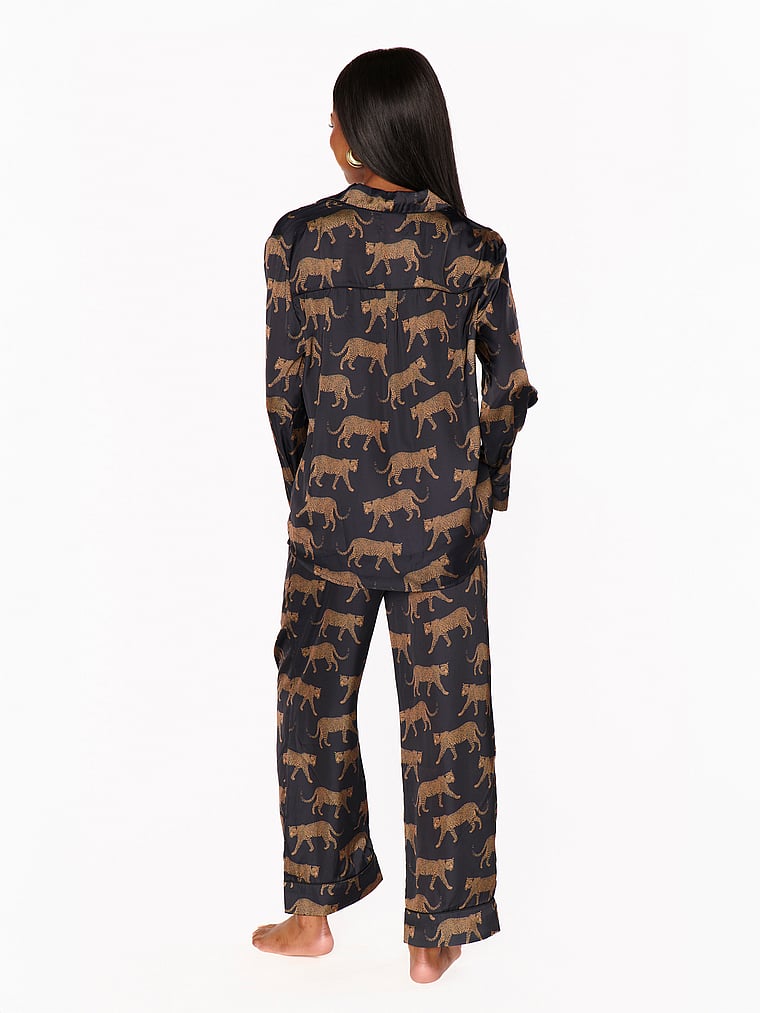 Victoria's Secret, Show Me Your Mumu Classic PJ Set, Black Catwalk Silky, onModelBack, 2 of 3