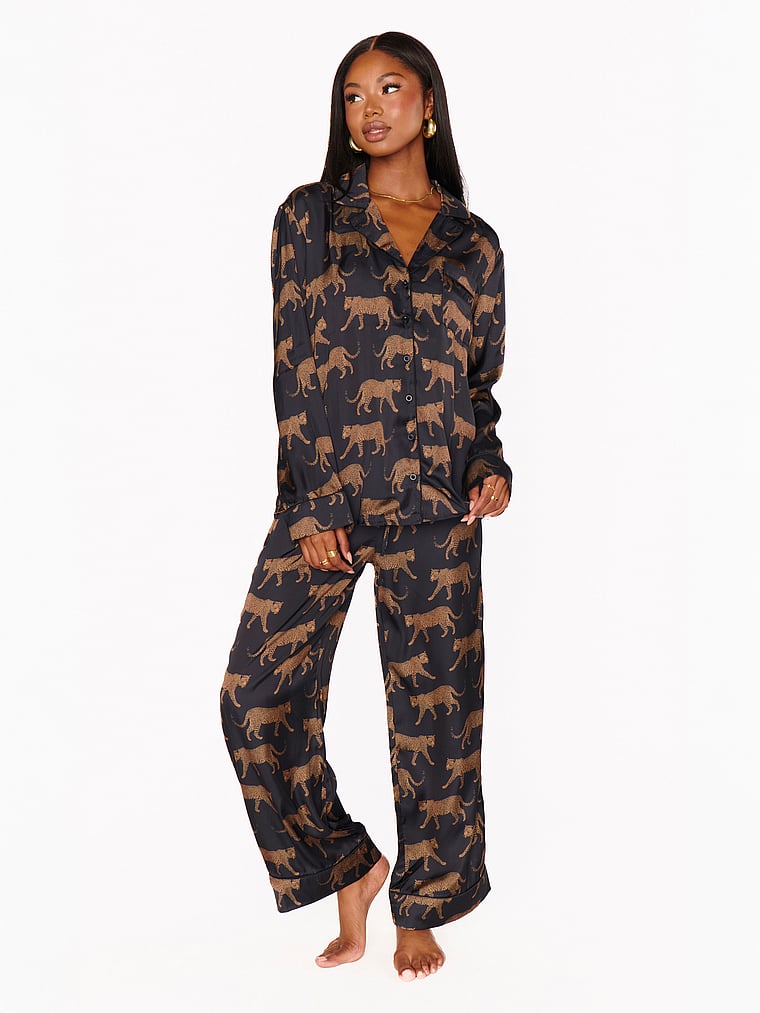 Victoria's Secret, Show Me Your Mumu Classic PJ Set, Black Catwalk Silky, onModelFront, 1 of 3