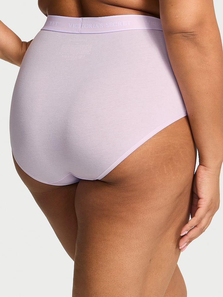 Victoria's Secret, Cotton Logo Cotton Modern Brief Panty, Delicate Violet, onModelBack, 2 of 2 Brianna is 5'10" or 178cm and wears Large