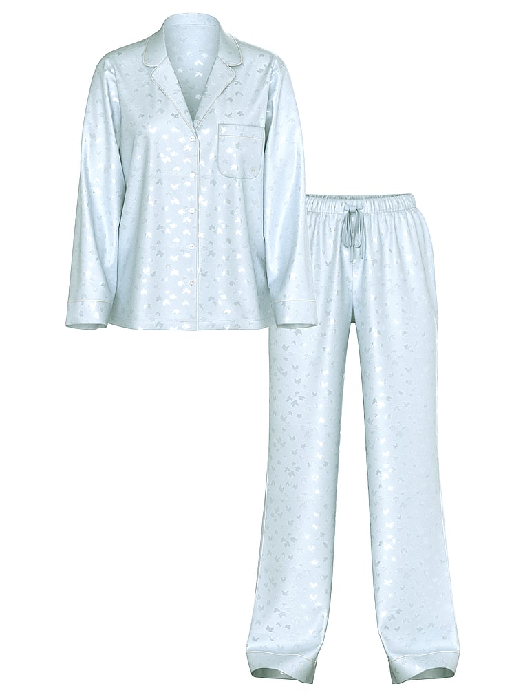 Glazed Satin Long Pajama Set