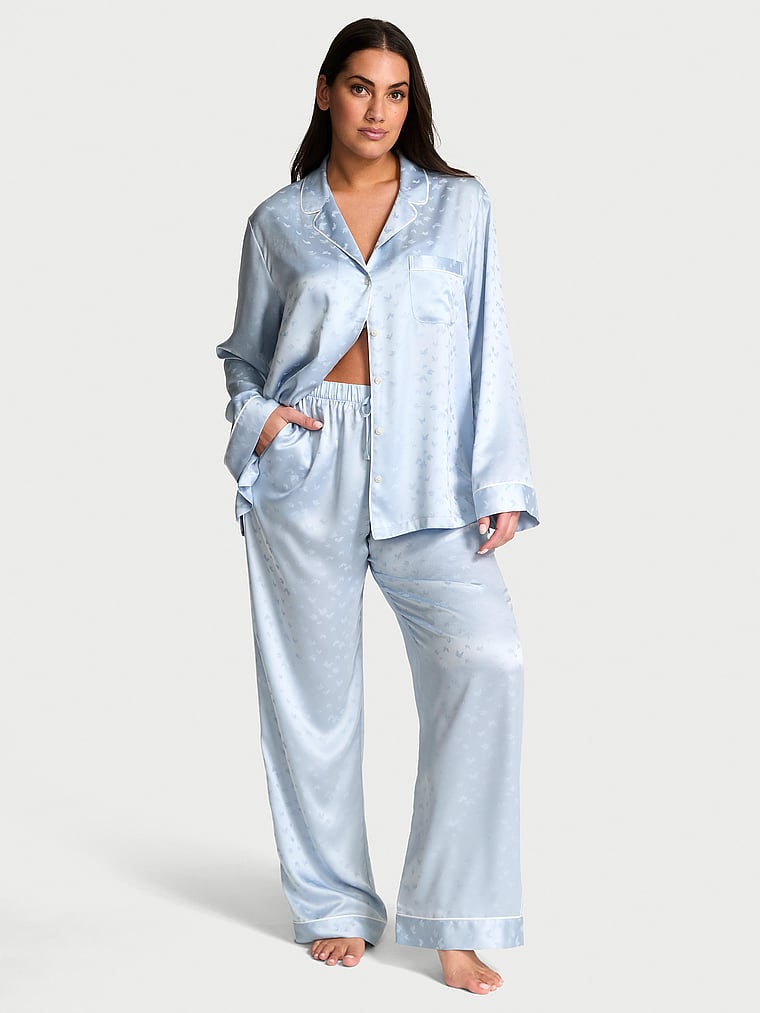 Glazed Satin Long Pajama Set